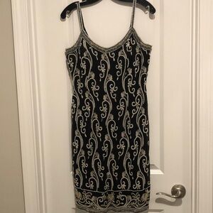 Vintage Adrianna Papéll Beaded Chemise Dress Sz 4 Gorgeous Silk W/Cotton lining
